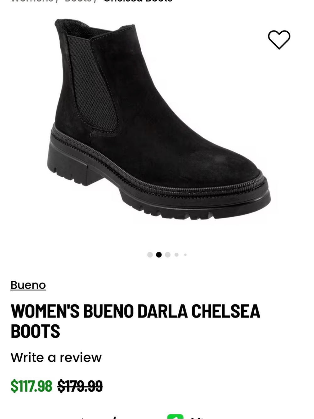 Bueno Black Suede Chelsea Lug Ankle Boots